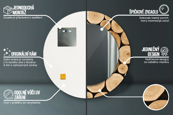 Kulaté dekorační zrcadlo na zeď Protokoly