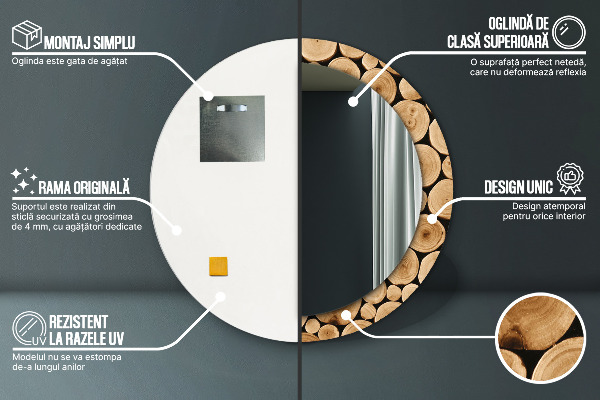 Kulaté dekorační zrcadlo na zeď Protokoly