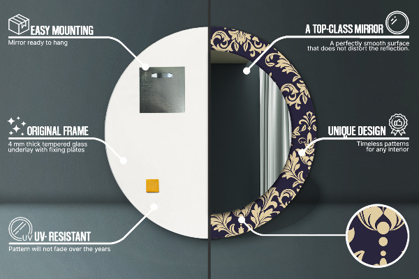 Kulaté dekorační zrcadlo na zeď Květinový vzor