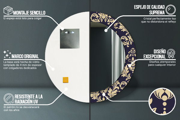 Kulaté dekorační zrcadlo na zeď Květinový vzor