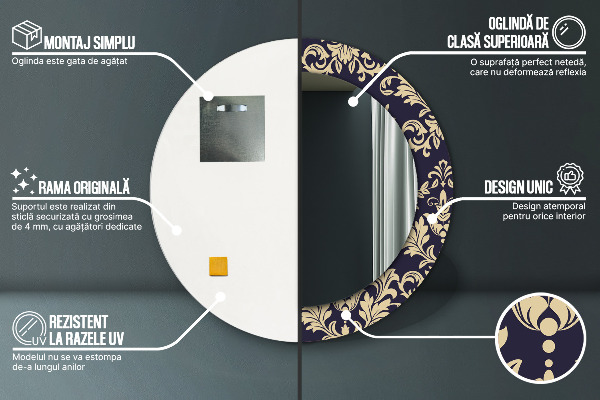 Kulaté dekorační zrcadlo na zeď Květinový vzor