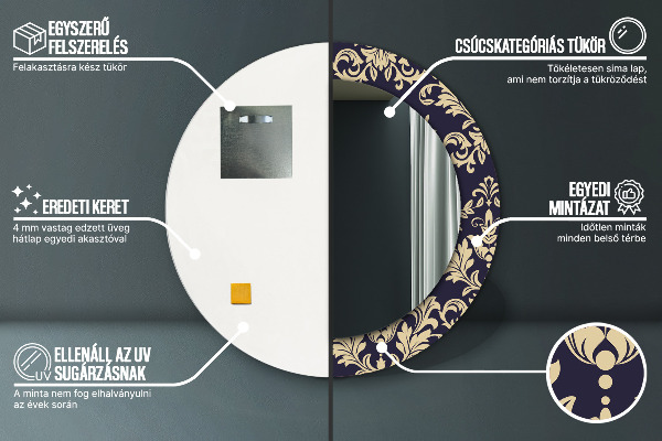 Kulaté dekorační zrcadlo na zeď Květinový vzor