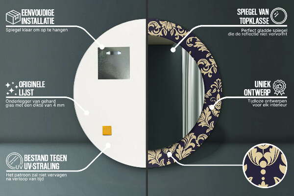 Kulaté dekorační zrcadlo na zeď Květinový vzor