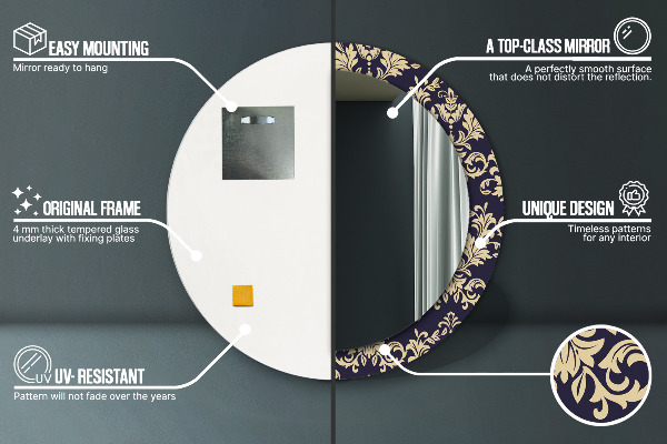 Kulaté dekorační zrcadlo na zeď Květinový vzor