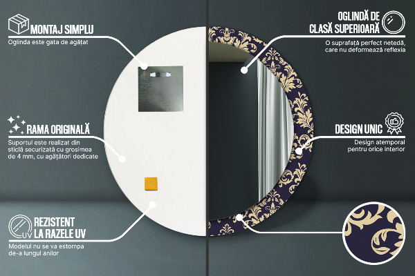 Kulaté dekorační zrcadlo na zeď Květinový vzor