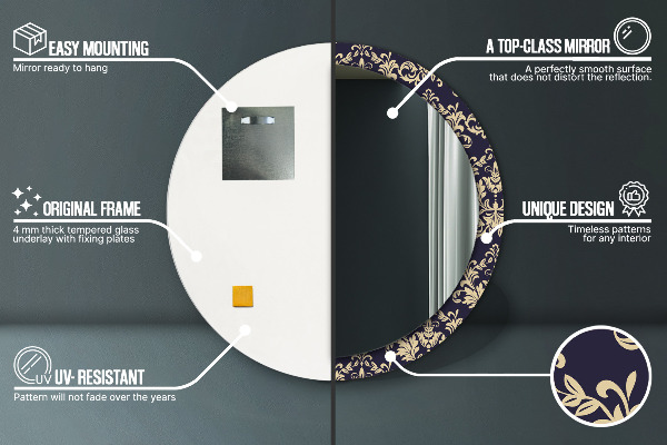 Kulaté dekorační zrcadlo na zeď Květinový vzor