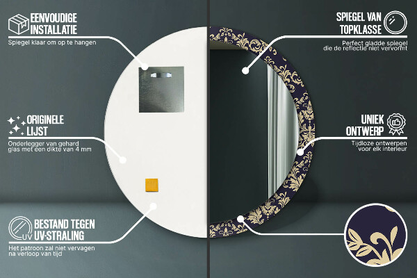 Kulaté dekorační zrcadlo na zeď Květinový vzor