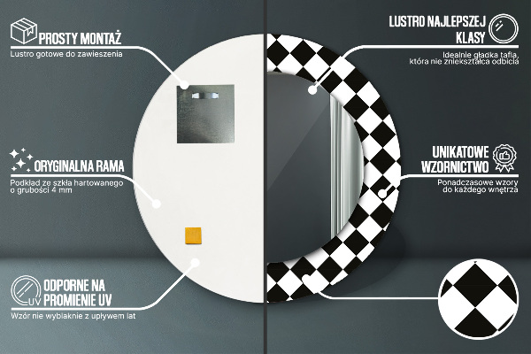 Kulaté dekorační zrcadlo na zeď Šachový stůl