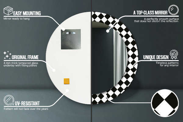 Kulaté dekorační zrcadlo na zeď Šachový stůl