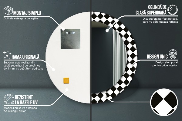 Kulaté dekorační zrcadlo na zeď Šachový stůl