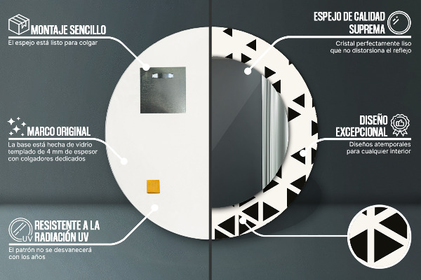 Kulaté dekorační zrcadlo na zeď Abstraktní geometrická