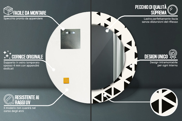 Kulaté dekorační zrcadlo na zeď Abstraktní geometrická