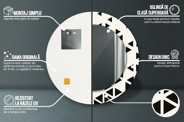 Kulaté dekorační zrcadlo na zeď Abstraktní geometrická