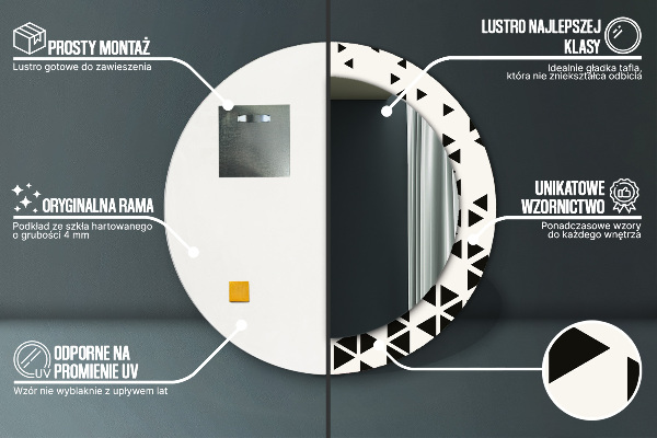 Kulaté dekorační zrcadlo na zeď Abstraktní geometrická