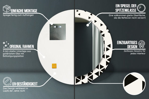 Kulaté dekorační zrcadlo na zeď Abstraktní geometrická