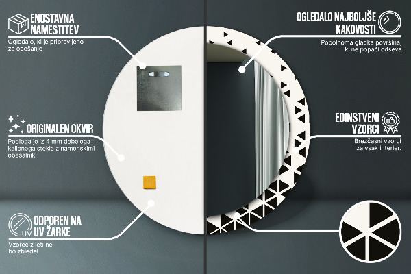 Kulaté dekorační zrcadlo na zeď Abstraktní geometrická