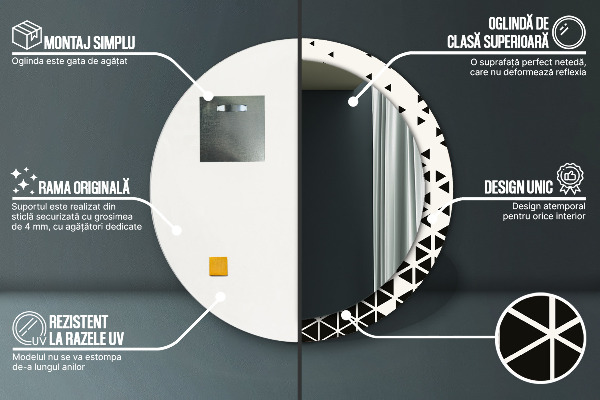 Kulaté dekorační zrcadlo na zeď Abstraktní geometrická