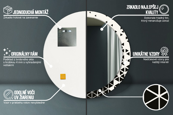 Kulaté dekorační zrcadlo na zeď Abstraktní geometrická