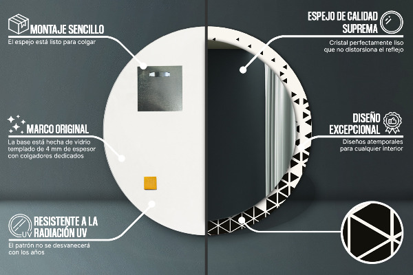 Kulaté dekorační zrcadlo na zeď Abstraktní geometrická