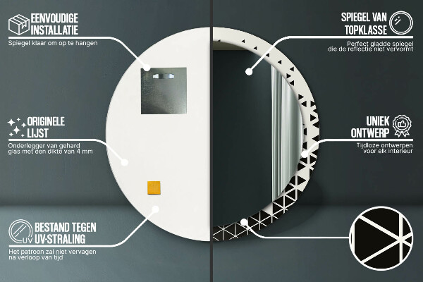Kulaté dekorační zrcadlo na zeď Abstraktní geometrická