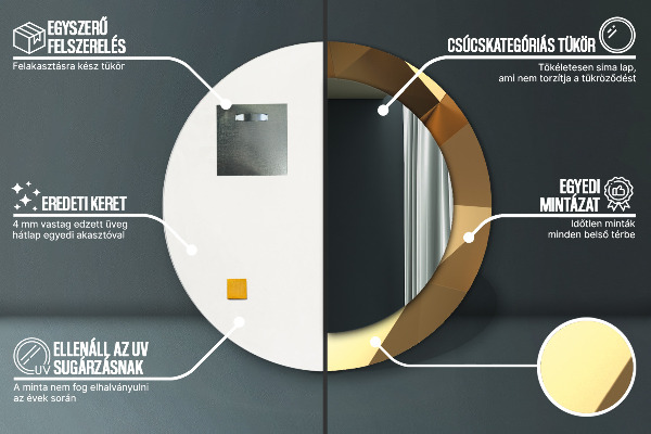 Kulaté zrcadlo s potiskem Zlatá abstrakce