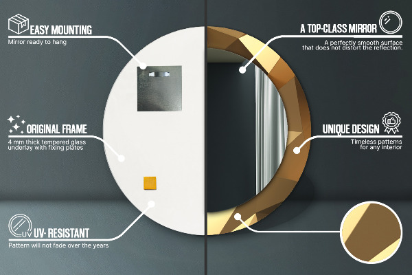 Kulaté zrcadlo s potiskem Zlatá abstrakce