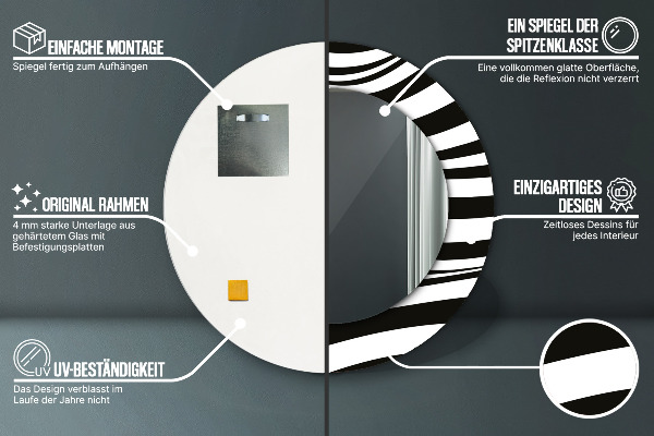 Kulaté dekorační zrcadlo na zeď Abstraktní vlna