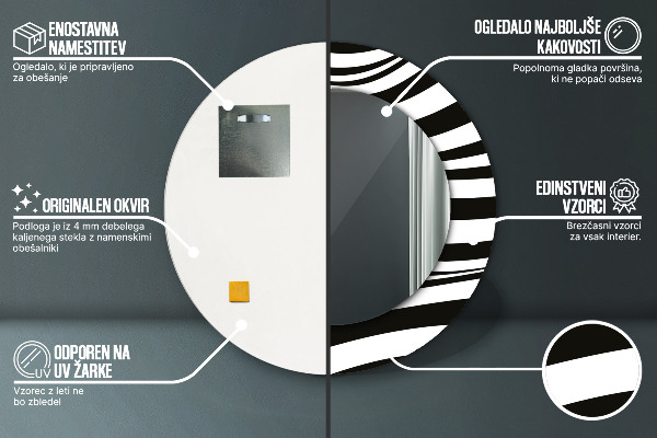 Kulaté dekorační zrcadlo na zeď Abstraktní vlna