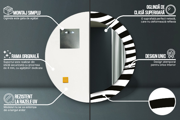 Kulaté dekorační zrcadlo na zeď Abstraktní vlna