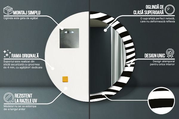 Kulaté dekorační zrcadlo na zeď Abstraktní vlna