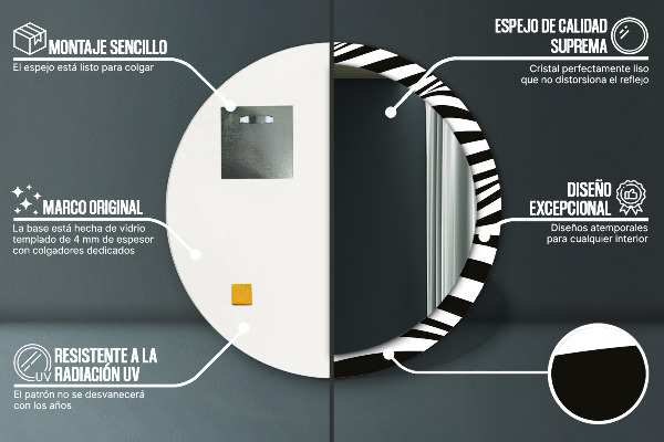 Kulaté dekorační zrcadlo na zeď Abstraktní vlna