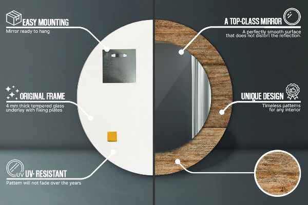 Kulaté dekorační zrcadlo na zeď Staré dřevo