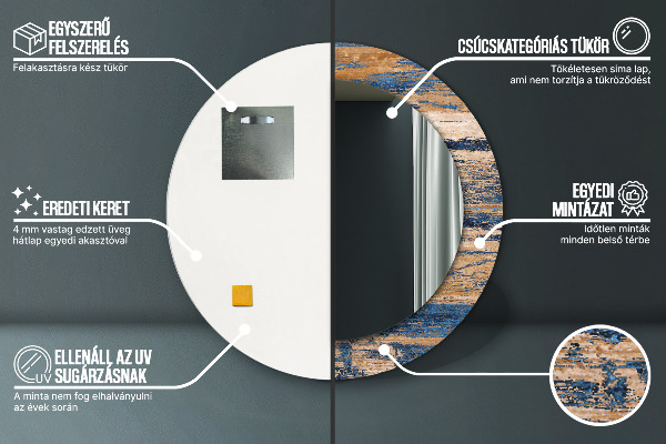 Kulaté zrcadlo rám s potiskem Abstraktní dřevo