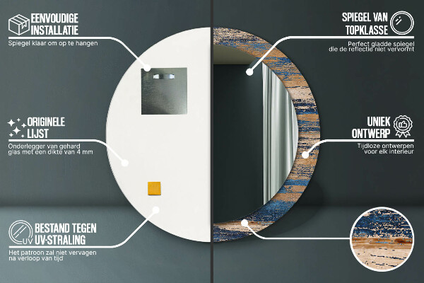 Kulaté zrcadlo rám s potiskem Abstraktní dřevo