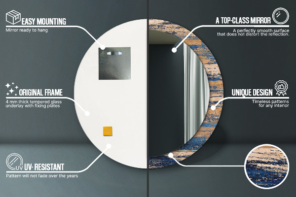 Kulaté zrcadlo rám s potiskem Abstraktní dřevo