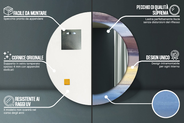 Kulaté zrcadlo rám s potiskem Abstraktní obrázek
