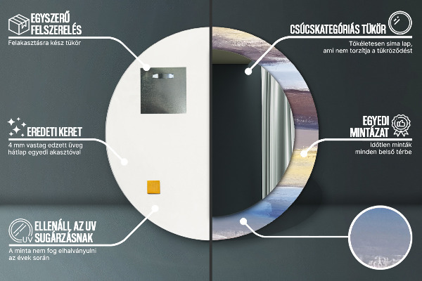 Kulaté zrcadlo rám s potiskem Abstraktní obrázek