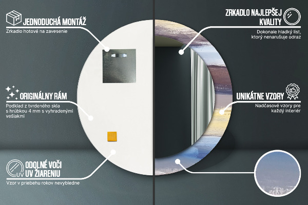 Kulaté zrcadlo rám s potiskem Abstraktní obrázek