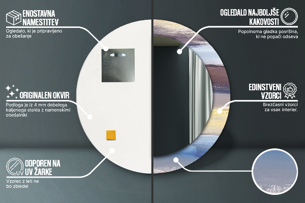 Kulaté zrcadlo rám s potiskem Abstraktní obrázek