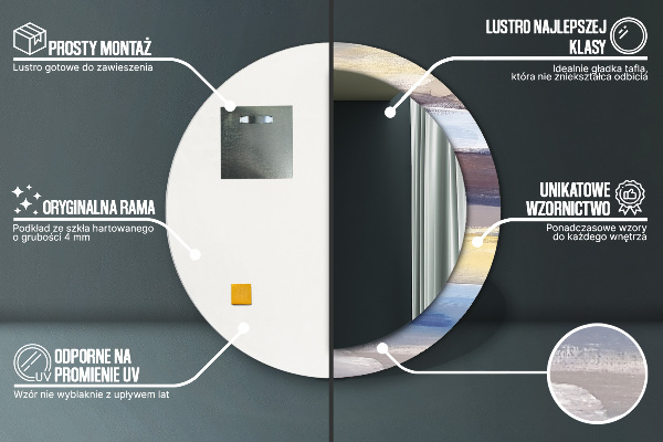 Kulaté zrcadlo rám s potiskem Abstraktní obrázek