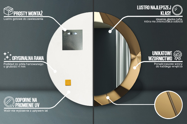 Kulaté zrcadlo rám s potiskem Moderní abstrakce