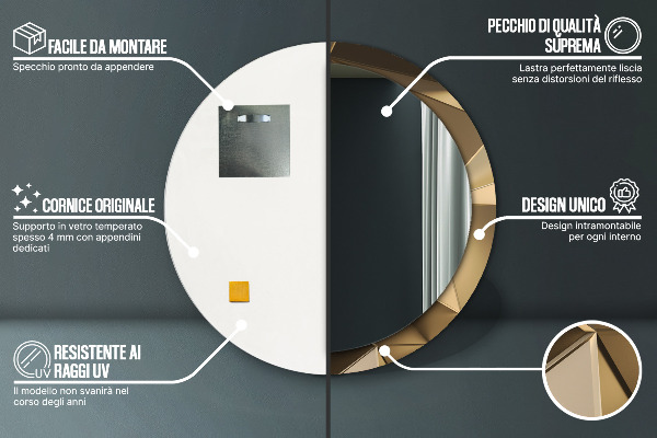 Kulaté zrcadlo rám s potiskem Moderní abstrakce