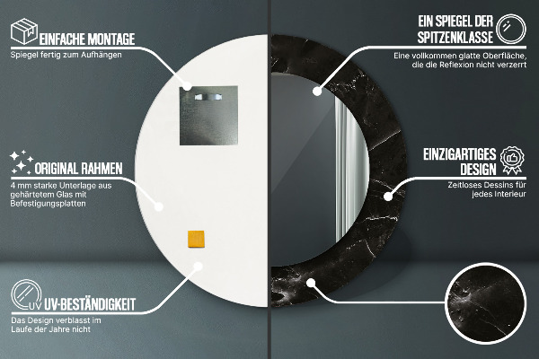 Kulaté dekorační zrcadlo Mramorový kámen