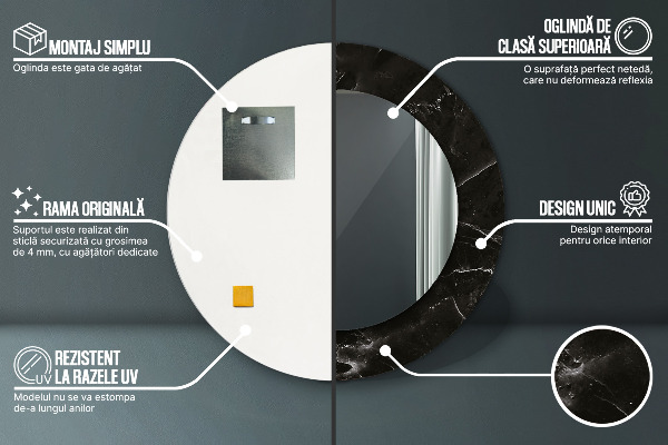 Kulaté dekorační zrcadlo Mramorový kámen