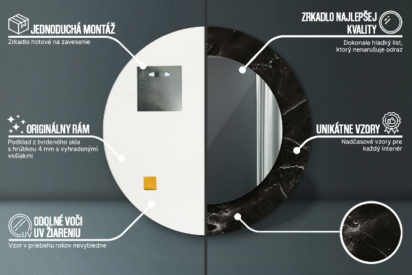 Kulaté dekorační zrcadlo Mramorový kámen