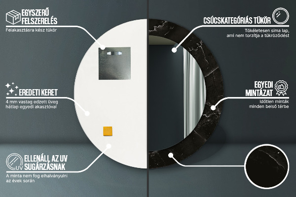 Kulaté dekorační zrcadlo Mramorový kámen