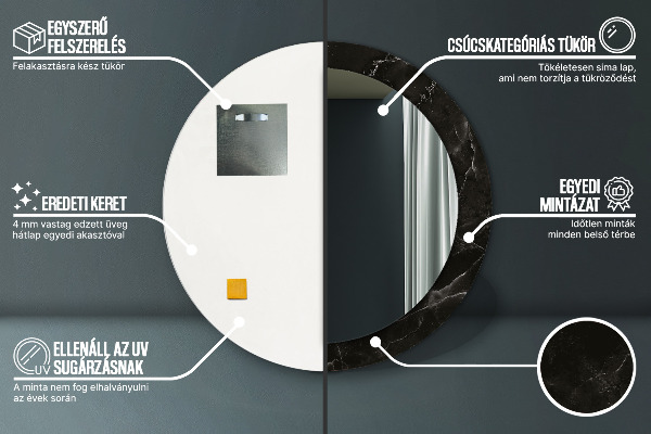 Kulaté dekorační zrcadlo Mramorový kámen