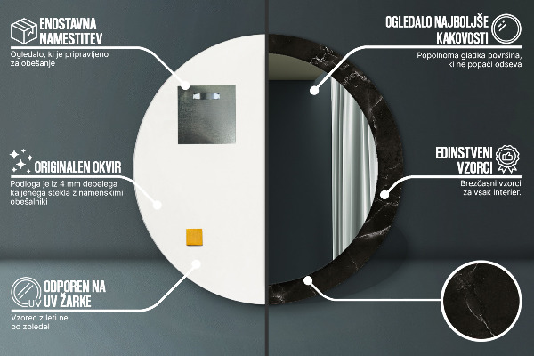 Kulaté dekorační zrcadlo Mramorový kámen