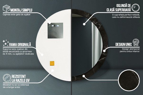 Kulaté dekorační zrcadlo Mramorový kámen