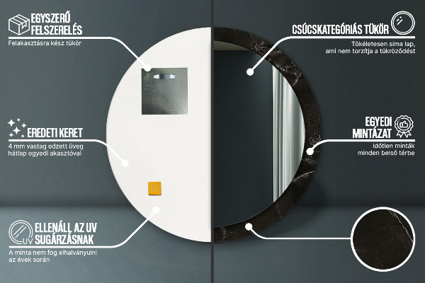 Kulaté dekorační zrcadlo Mramorový kámen